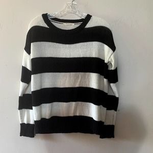 vintage forever 21 black and white striped knitted sweater size large